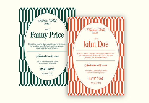 Green Red Elegant Retro Editorial Fashion Week Invitation