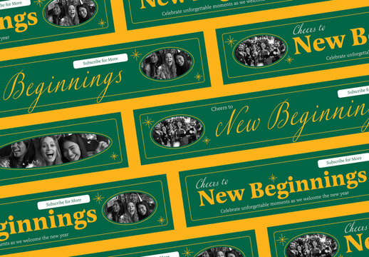 Green Yellow Elegant Modern Minimalist End Year Party Cover Social Media
