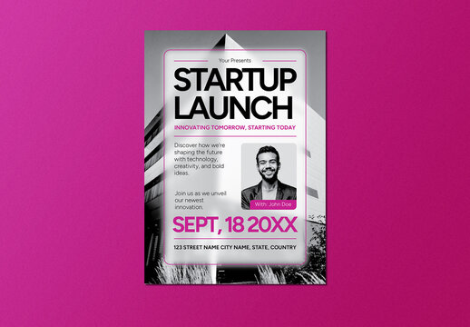 Pink Grey Modern Minimalist Startup Launch Flyer