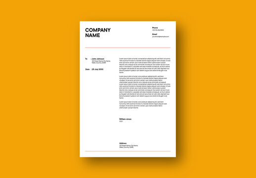 Orange Modern Swiss Style Letterhead