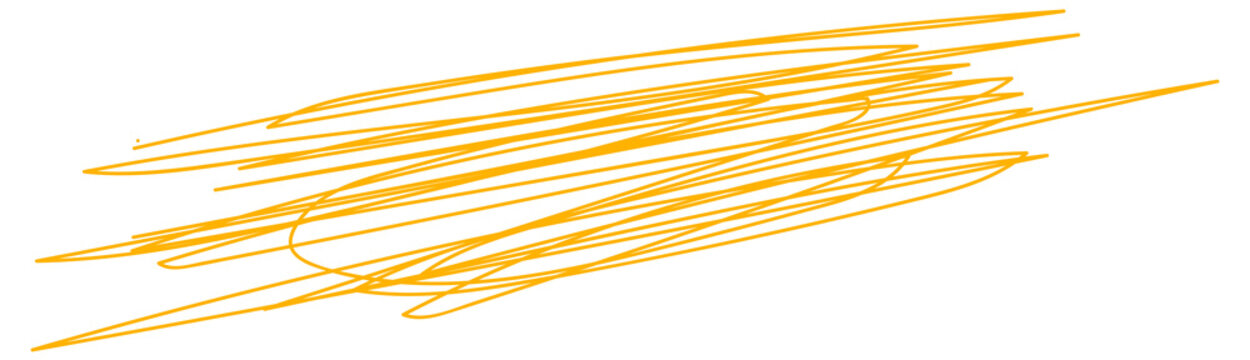 Amber hand-drawn abstract messy scribble lines sketch isolated on transparent PNG background