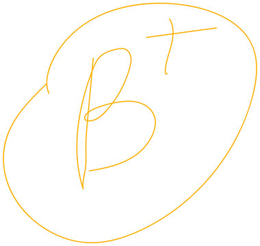 Amber Hand-Drawn B Plus Grade Mark with Circle Transparent PNG