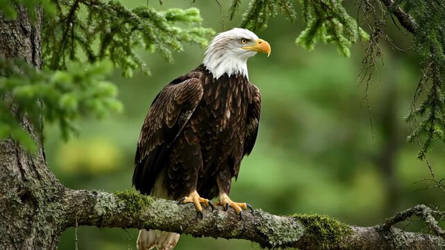 Bald eagles perched in trees, eagles perched on branches