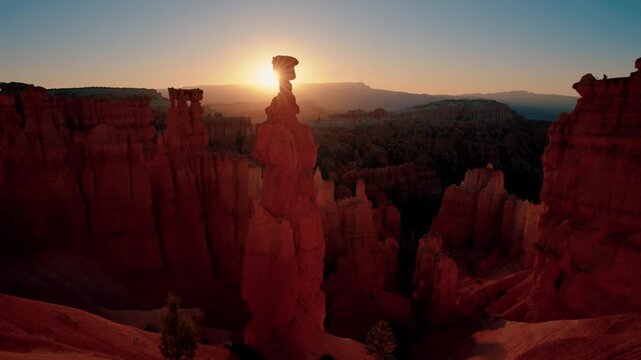 Sunrise from Bryce Canyon National Park, Utah from Navajo Loop Trail and Thor's Hammer.