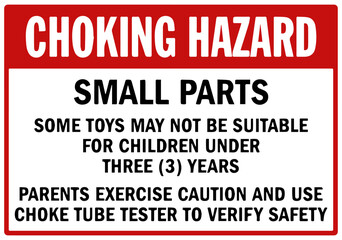 Fototapeta premium Choking Hazard Small Parts Warning Safety Sign