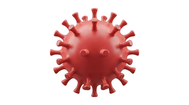 Red coronavirus cell model, microscopic virus pathogen illustration, medical microbiology concept for healthcare research isolated PNG with Transparent Background