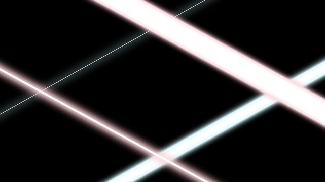 Glowing Sword Slash Light Lines Animation on Black Background / 黒背景の剣撃風・発光ネオンラインアニメーション