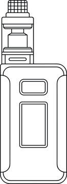 Electronic cigarette vape mod box outline vector design icon isolated on clean white background for vaping culture