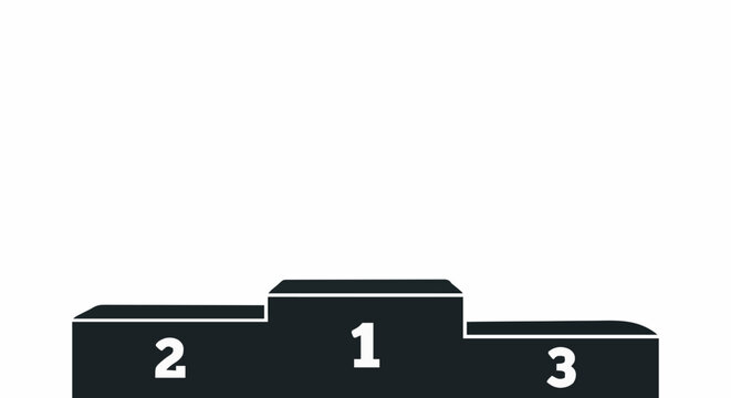 Black Winner Podium Vector Illustration with Numbers 1 2 3 on White Background