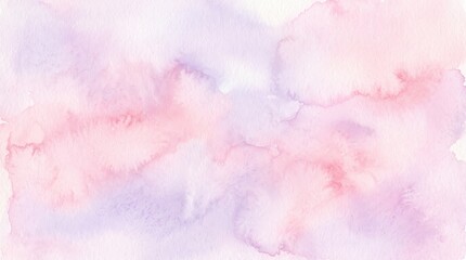 Fototapeta premium Soft pink and lavender purple watercolor texture, abstract hand painted artistic wash, dreamy cloud like stains on paper, delicate pastel gradient overlay, romantic vintage