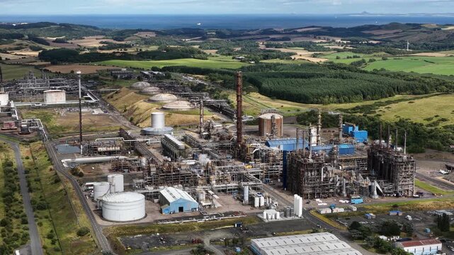 Aerial View of Mossmorran Natural Gas Liquids Plant in Fife Scotland