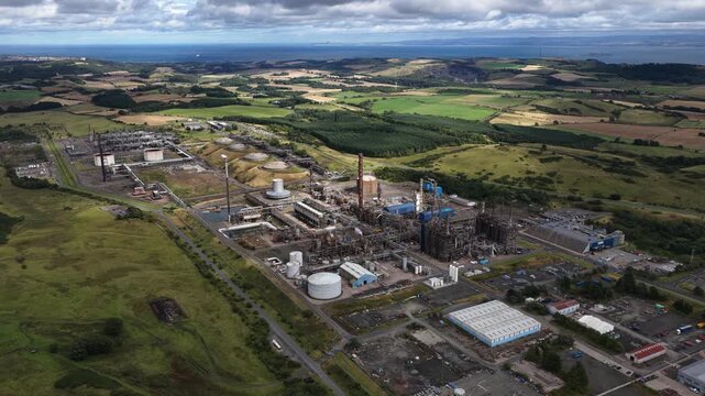 Aerial View of Mossmorran Natural Gas Liquids Plant in Fife Scotland