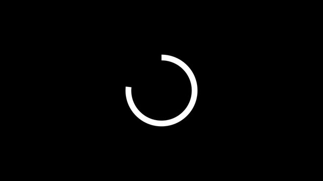 Minimalist white loading circle icons animating smoothly on a dark background with subtle camera movement and focus shifts