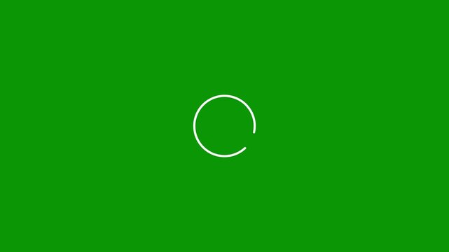 Abstract white circular loading icons animate on green background with black bars for dynamic motion graphics