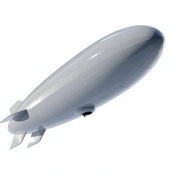Silver blimp airship floating in the sky illustration