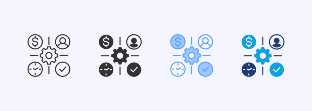 Resources Icon Set Multiple Style Collection Vector Illustration