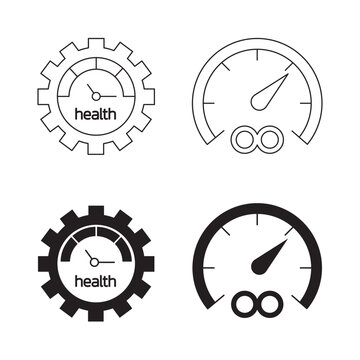 Health performance meter gauge and speedometer gauge icon set
