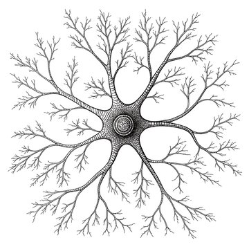 Detailed illustration of a neuron with dendrites and cell body