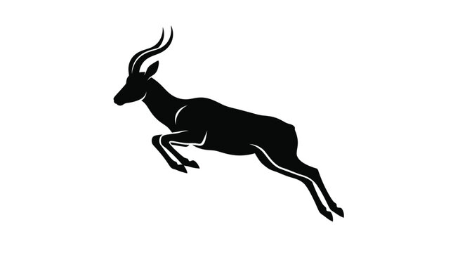 Leaping antelope silhouette against a white background a graphic representation