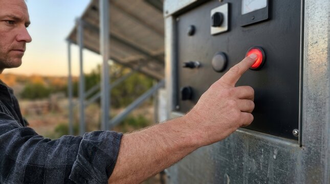 Technician activates a solar energy control system