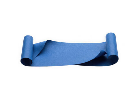 Blue paper strip with curled ends isolated on transparent background