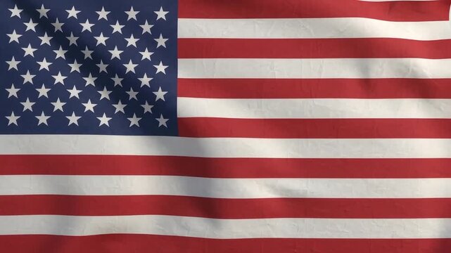 American flag waving gently in breeze across full frame close up background motion footage.