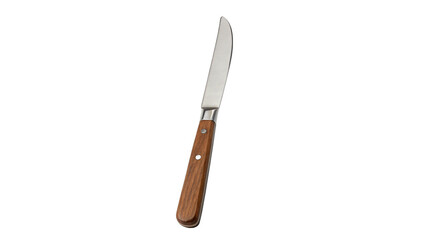 Fototapeta premium Sharp kitchen utility knife with dark wooden handle isolated on transparent background