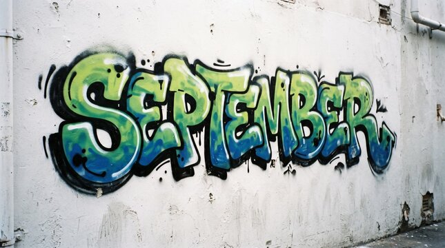 Street Art Graffiti with Bold September Text Concept