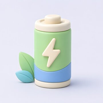 Eco-Friendly Energy Concept with Green Container and Lightning Symbol