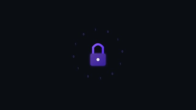 Encryption Lock with Binary Code Animation