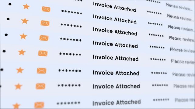 Invoice list scrolling rows animation isolated on white background