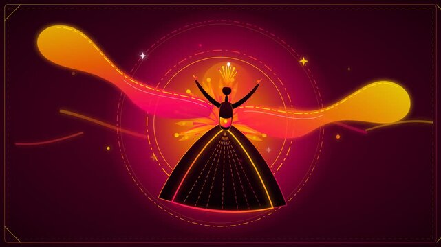 Tiled pattern of mystical fairy silhouette with glowing wings