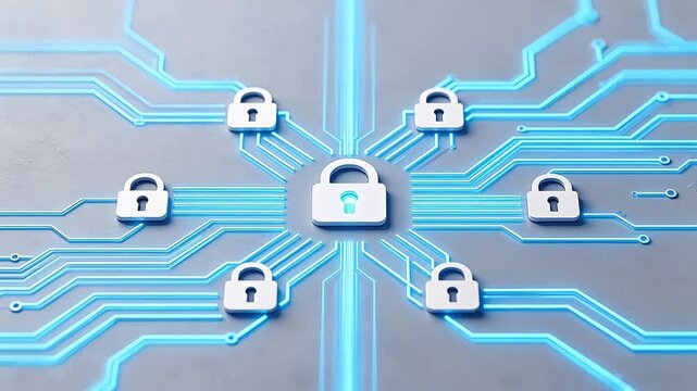 Circuit board with padlock icons