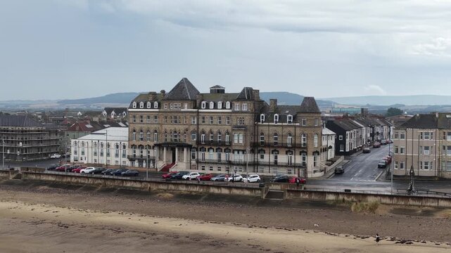 Aerial View of Redcar Beach and Seafront Boulevard in North Yorkshire