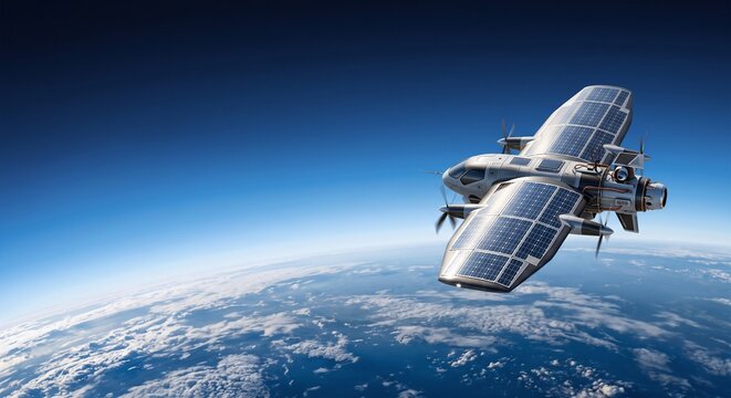 Autonomous Solar Powered Drone Aircraft Flying Over Earth Planet for Climate Monitoring and Maritime Observation
