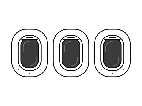 Three airplane windows illustration