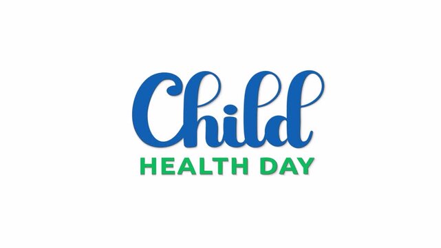 Child health day text animation in 3 clips with alpha channel. Great for greeting, celebration and child healt care promotion