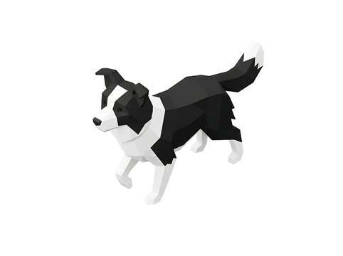 Low poly dog running white background