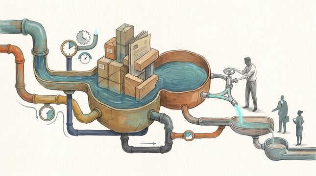 Business Process and Supply Chain Workflow Concept Illustration