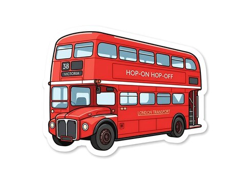 Red double decker bus vehicle transportation icon