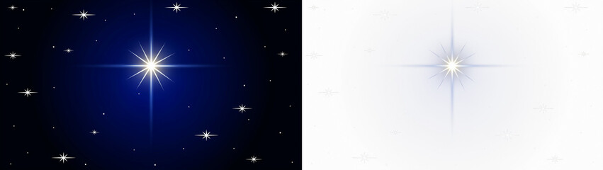 Fototapeta premium Bright christmas star on night sky background isolated on transparent background