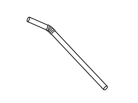 Single flexible drinking straw outline illustration