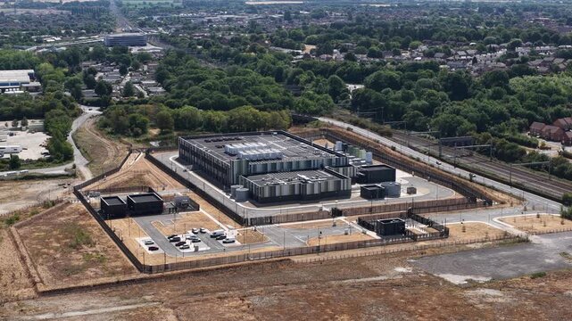 Aerial View of Data Center Campus in Didcot Oxfordshire England