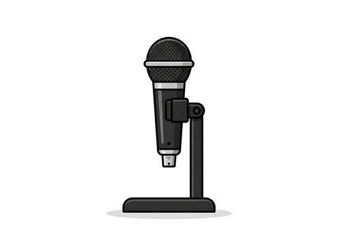 Modern microphone on a stand for audio recording