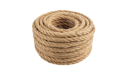 Coil of natural brown jute rope twine cord isolated on black background for crafts © James