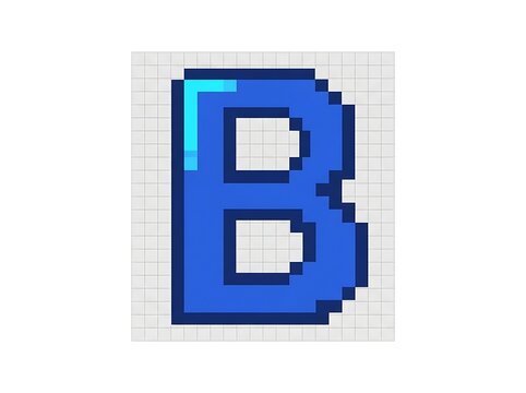 Pixel art letter b icon with gradient blue color