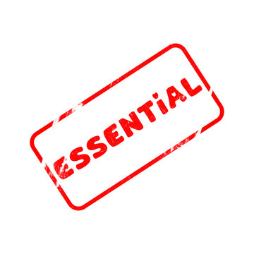 Red Essential rubber stamp impression isolated on white background