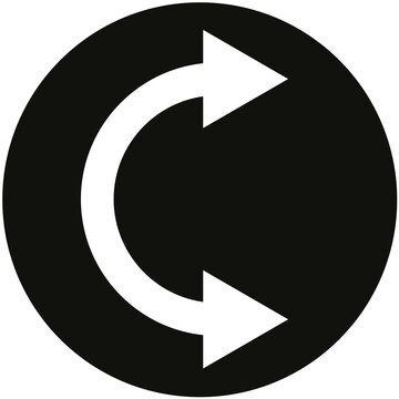 White double headed curved arrow circular interface icon transparent PNG