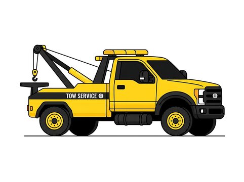 Yellow tow truck illustration