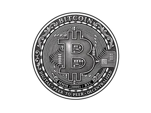 Digital currency symbol coin metallic emblem